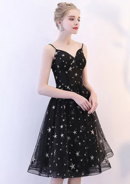 Luolandi Black Short V-neckline Lovely Prom Dress Homecoming Dress Party Dress Formal Dress